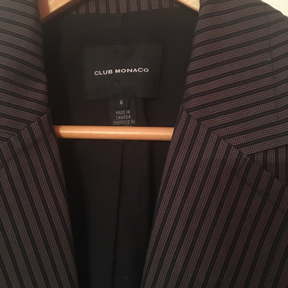 {CLUB MONACO} Striped Brown Navy Blazer Sz 6 - Picture 4 of 7